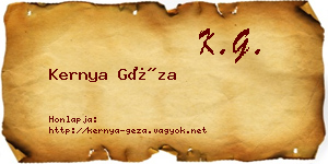 Kernya Géza névjegykártya